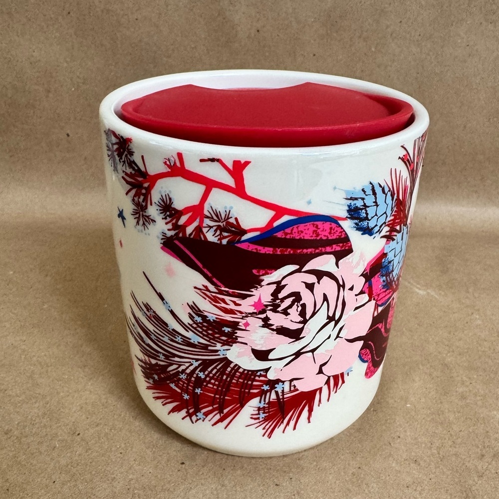 2023 Starbucks Pink Holiday Rose Iridescent Short Ceramic DoubleWall Tumbler 8oz